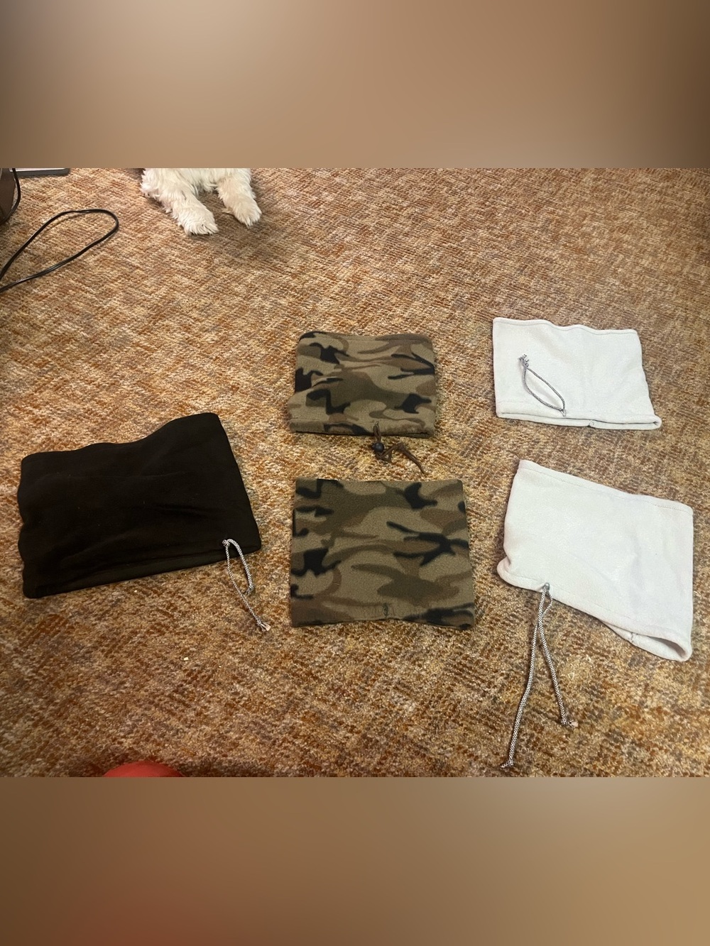 Set of 5 handmade Neck Gaiters - Camo, Black, light gray